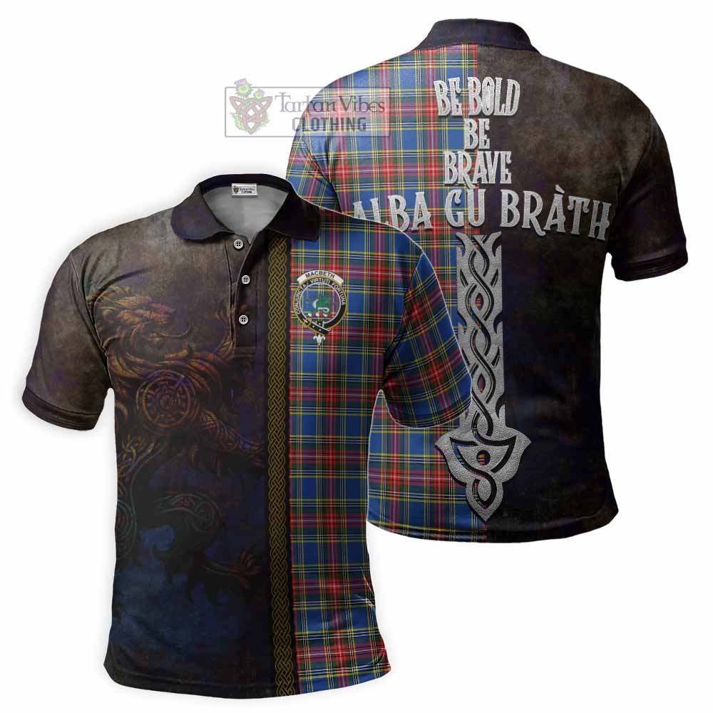 Tartan Vibes Clothing MacBeth (McBeth) Tartan Family Crest Polo Shirt Alba Gu Brath Be Brave Lion Ancient Style