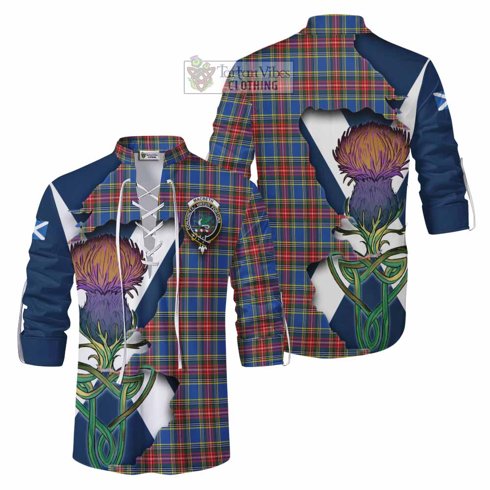 Tartan Vibes Clothing MacBeth (McBeth) Tartan Family Crest Ghillie Kilt Shirt Scottish Thistle Celtic Inspired