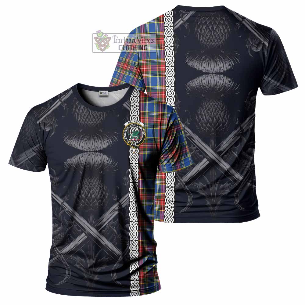 MacBeth (McBeth) Tartan T-Shirt with Family Crest Cross Sword Thistle Celtic Vibes - Tartan Vibes Clothing