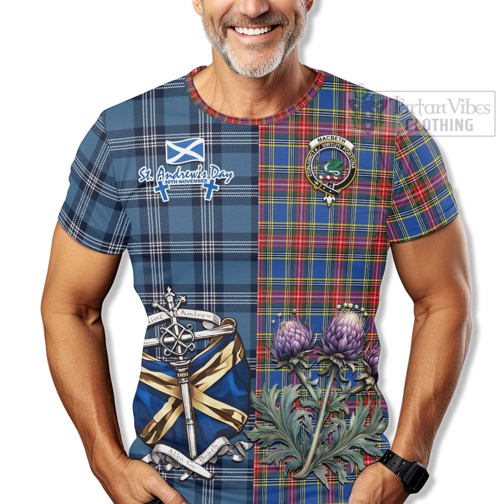 MacBeth (McBeth) Tartan T-Shirt Happy St. Andrew's Day Half Tartan Style - Tartan Vibes Clothing