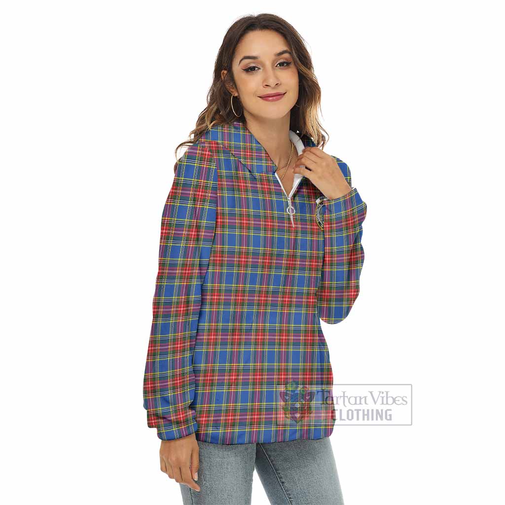 MacBeth (McBeth) Tartan Women's Borg Fleece Hoodie with Half Zip with Family Crest - Tartan Vibes Clothing