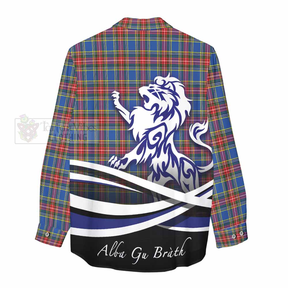 MacBeth (McBeth) Tartan Women's Casual Shirt with Alba Gu Brath Regal Lion Emblem - Tartan Vibes Clothing