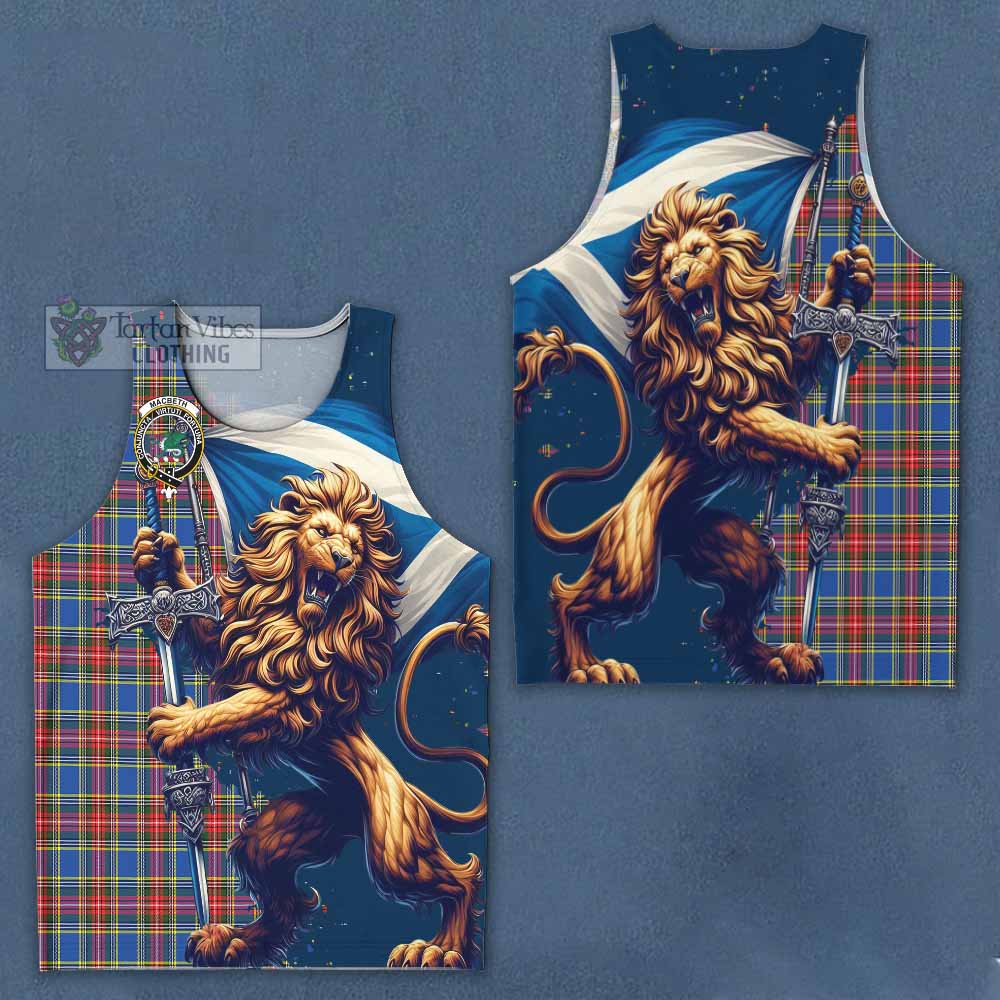 MacBeth (McBeth) Tartan Family Crest Men's Tank Top with Scottish Majestic Lion - Tartan Vibes Clothing