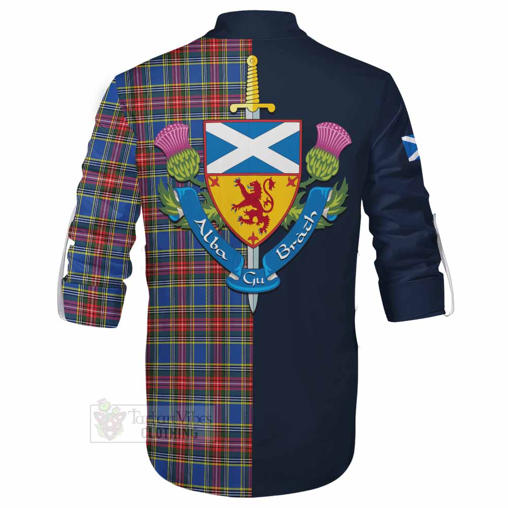 MacBeth (McBeth) Tartan Ghillie Kilt Shirt Alba with Scottish Lion Royal Arm Half Style - Tartan Vibes Clothing