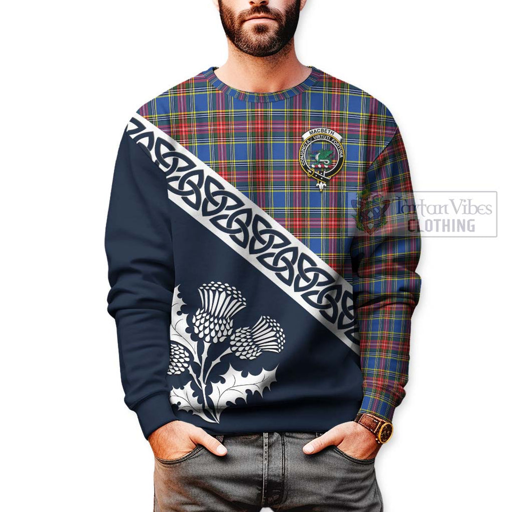 MacBeth (McBeth) Tartan Sweatshirt Featuring Thistle and Scotland Map - Tartan Vibes Clothing