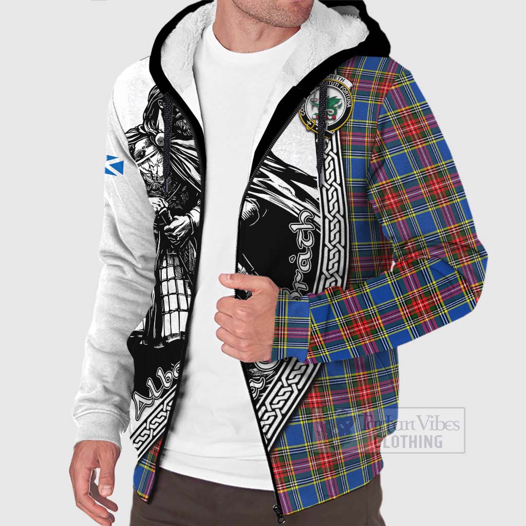 MacBeth (McBeth) Tartan Clan Crest Sherpa Hoodie with Highlander Warrior Celtic Style Unisex - Tartan Vibes Clothing