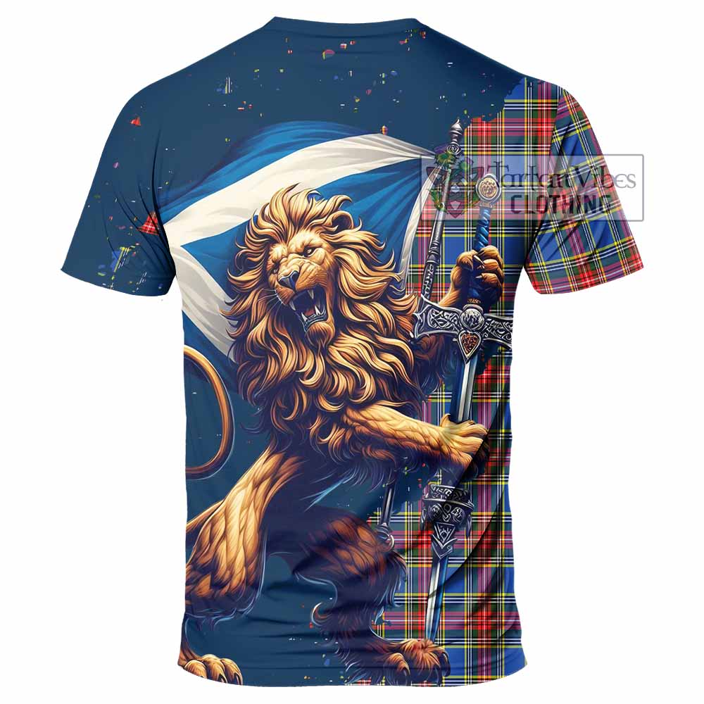 MacBeth (McBeth) Tartan Family Crest T-Shirt with Scottish Majestic Lion - Tartan Vibes Clothing
