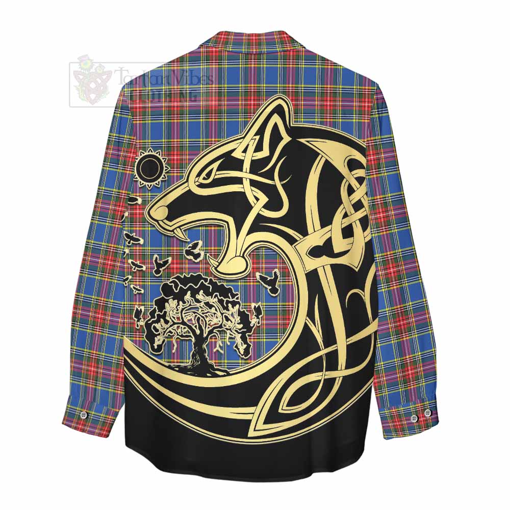 MacBeth (McBeth) Tartan Women's Casual Shirt with Family Crest Celtic Wolf Style - Tartan Vibes Clothing