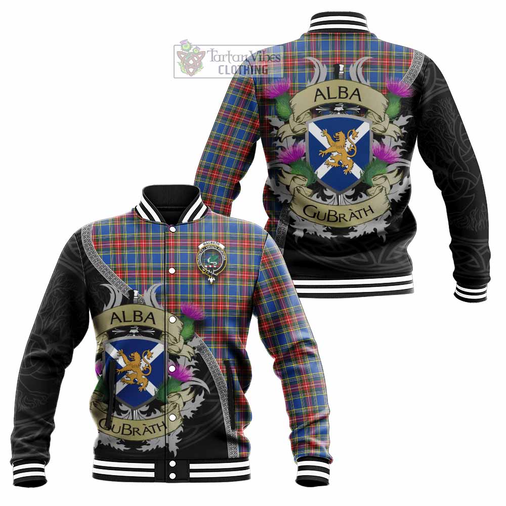 MacBeth (McBeth) Tartan Family Crest Baseball Jacket Lion Rampant Royal Thistle Shield Celtic Inspired - Tartan Vibes Clothing