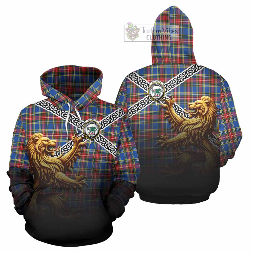 MacBeth (McBeth) Crest Tartan Hoodie with Golden Lion Emblem Celtic Style - Tartan Vibes Clothing
