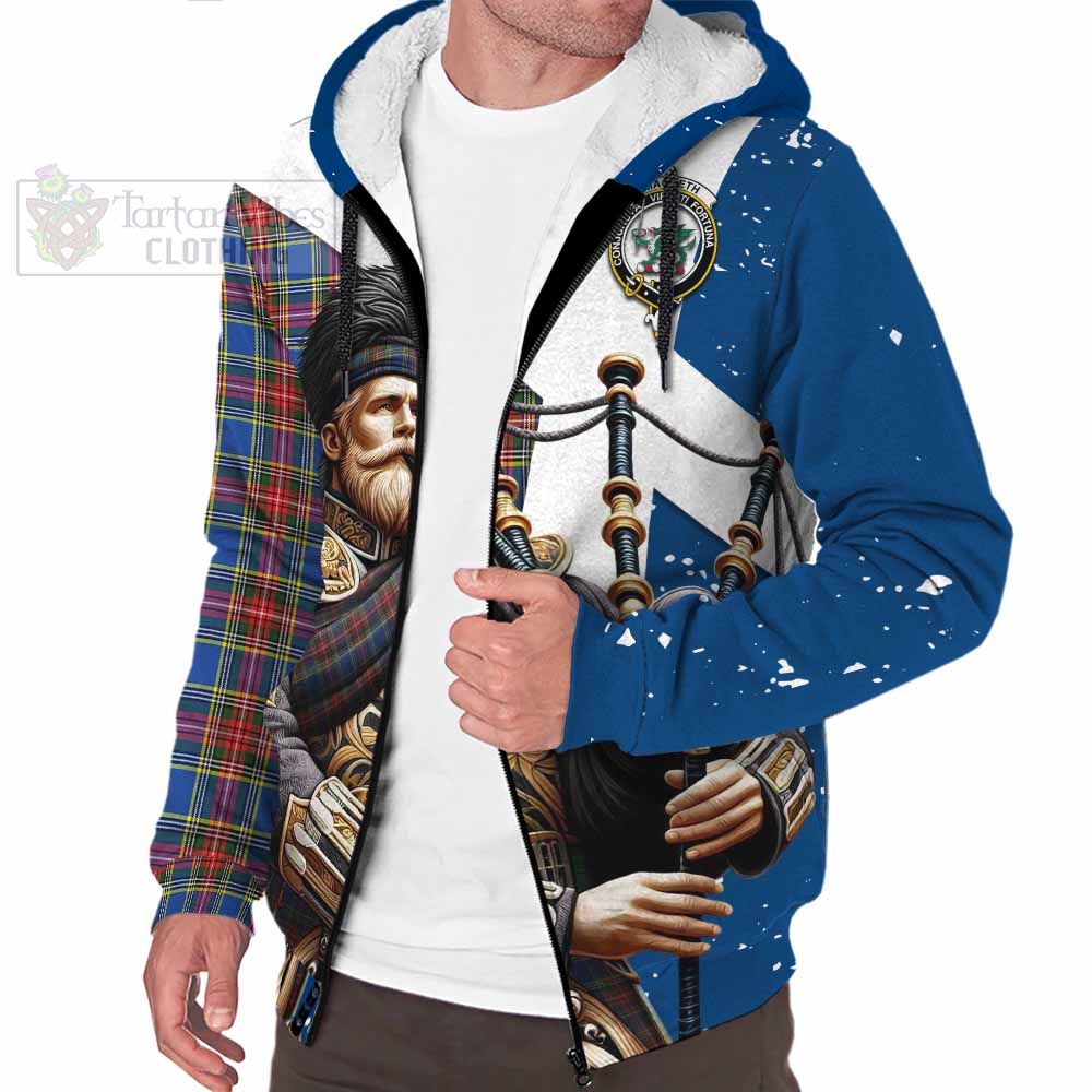 MacBeth (McBeth) Tartan Sherpa Hoodie with Family Crest Scottish Bagpiper Vibes - Tartan Vibes Clothing