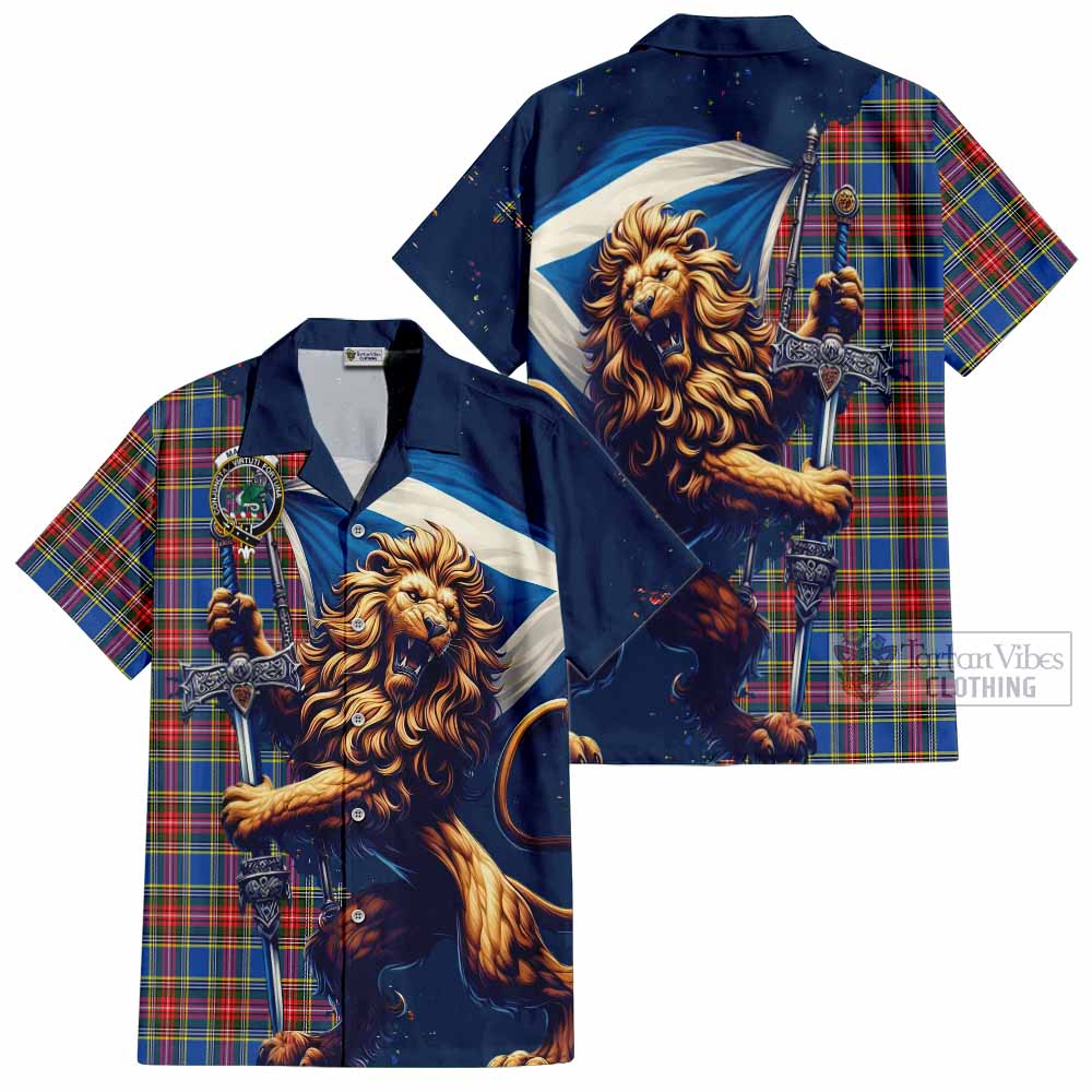 MacBeth (McBeth) Tartan Family Crest Hawaiian Shirt with Scottish Majestic Lion - Tartan Vibes Clothing