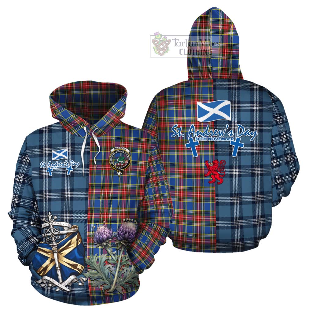 MacBeth (McBeth) Tartan Cotton Hoodie Happy St. Andrew's Day Half Tartan Style Zip Hoodie - Tartan Vibes Clothing