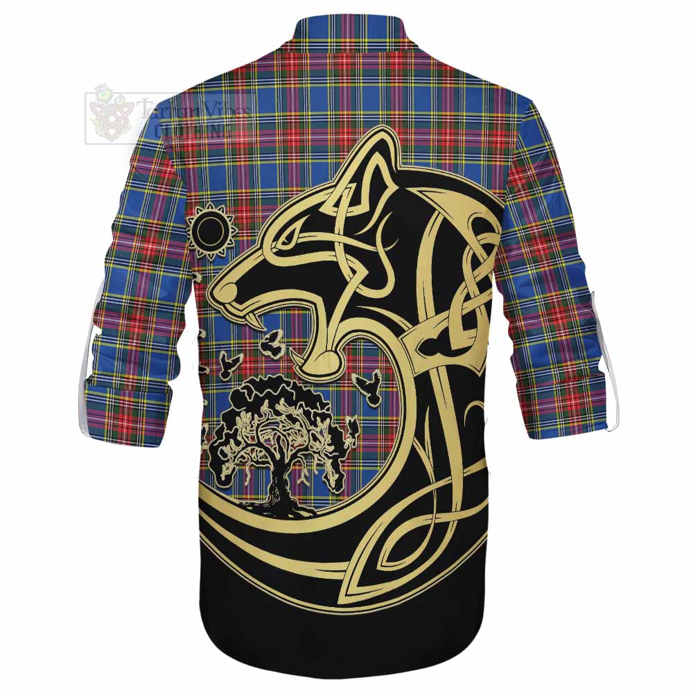 MacBeth (McBeth) Tartan Ghillie Kilt Shirt with Family Crest Celtic Wolf Style - Tartan Vibes Clothing