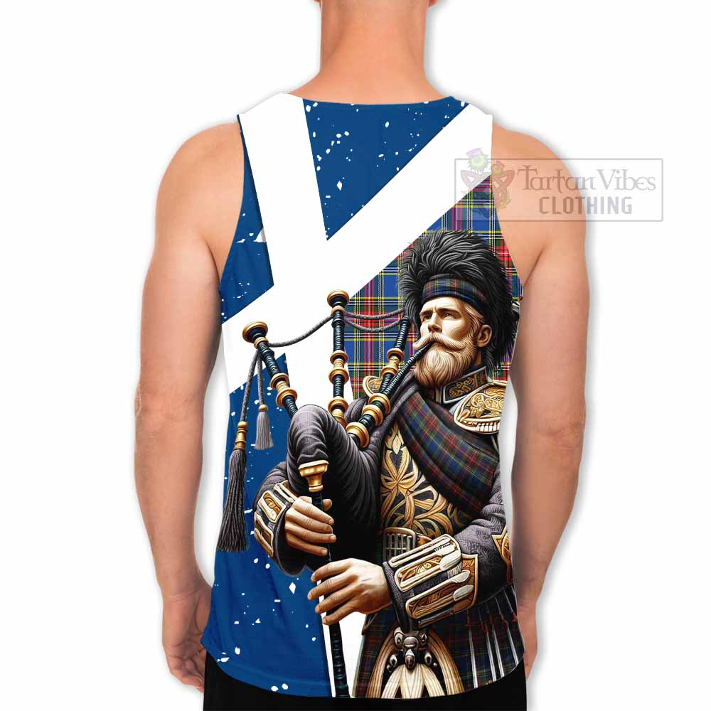 MacBeth (McBeth) Tartan Men's Tank Top with Family Crest Scottish Bagpiper Vibes - Tartan Vibes Clothing