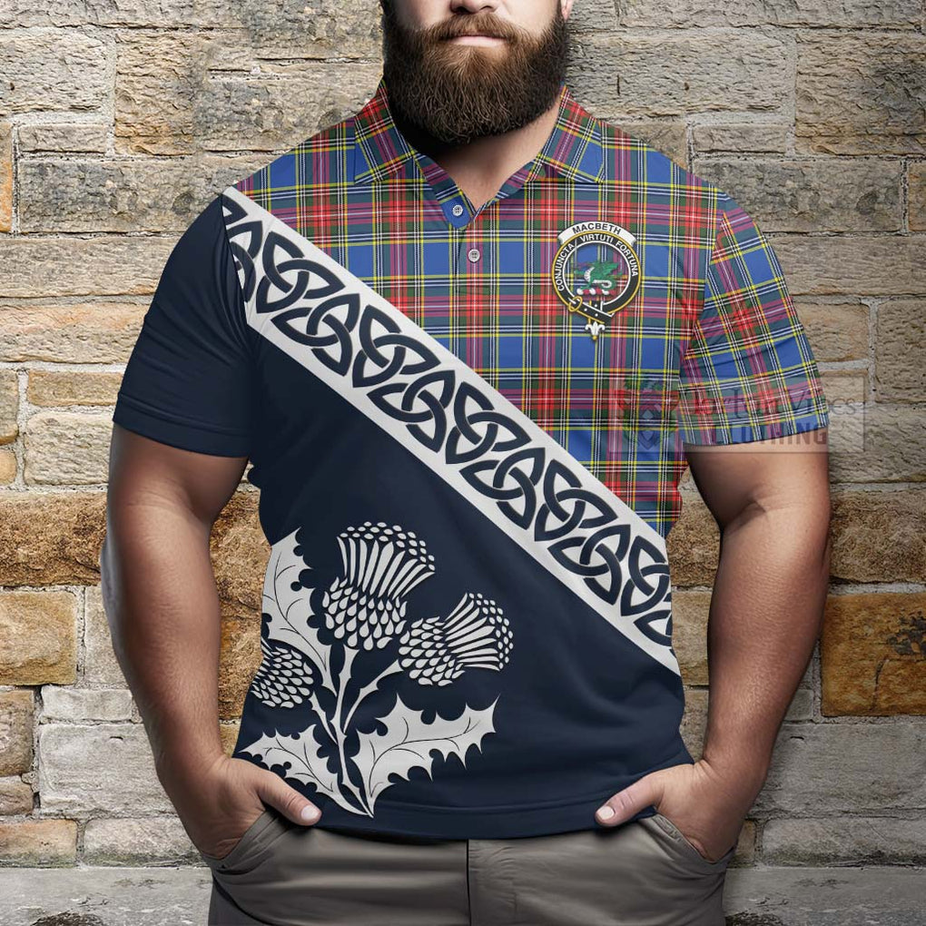 MacBeth (McBeth) Tartan Polo Shirt Featuring Thistle and Scotland Map - Tartanvibesclothing Store