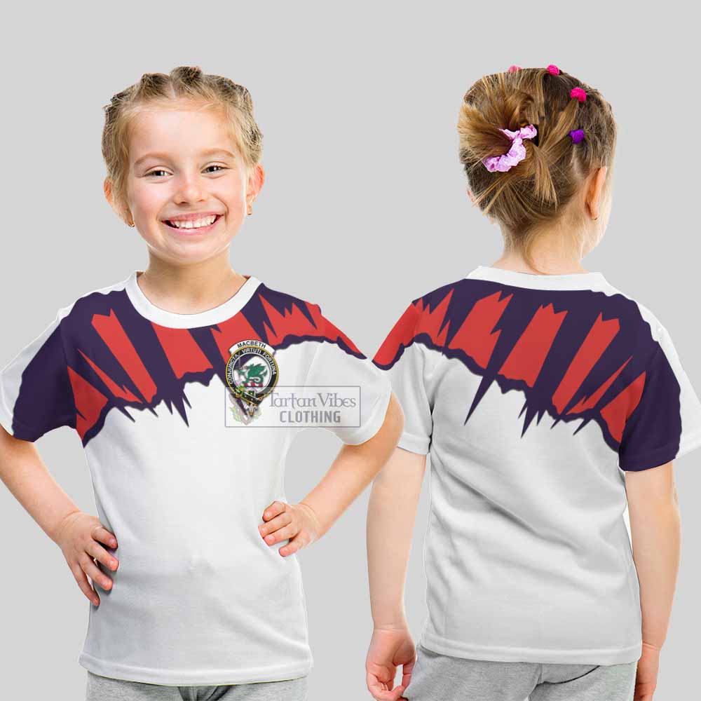 MacBeth (McBeth) Clan Crest Kid T-Shirt with Retro Sport Style - 2D-tartanvibesclothing