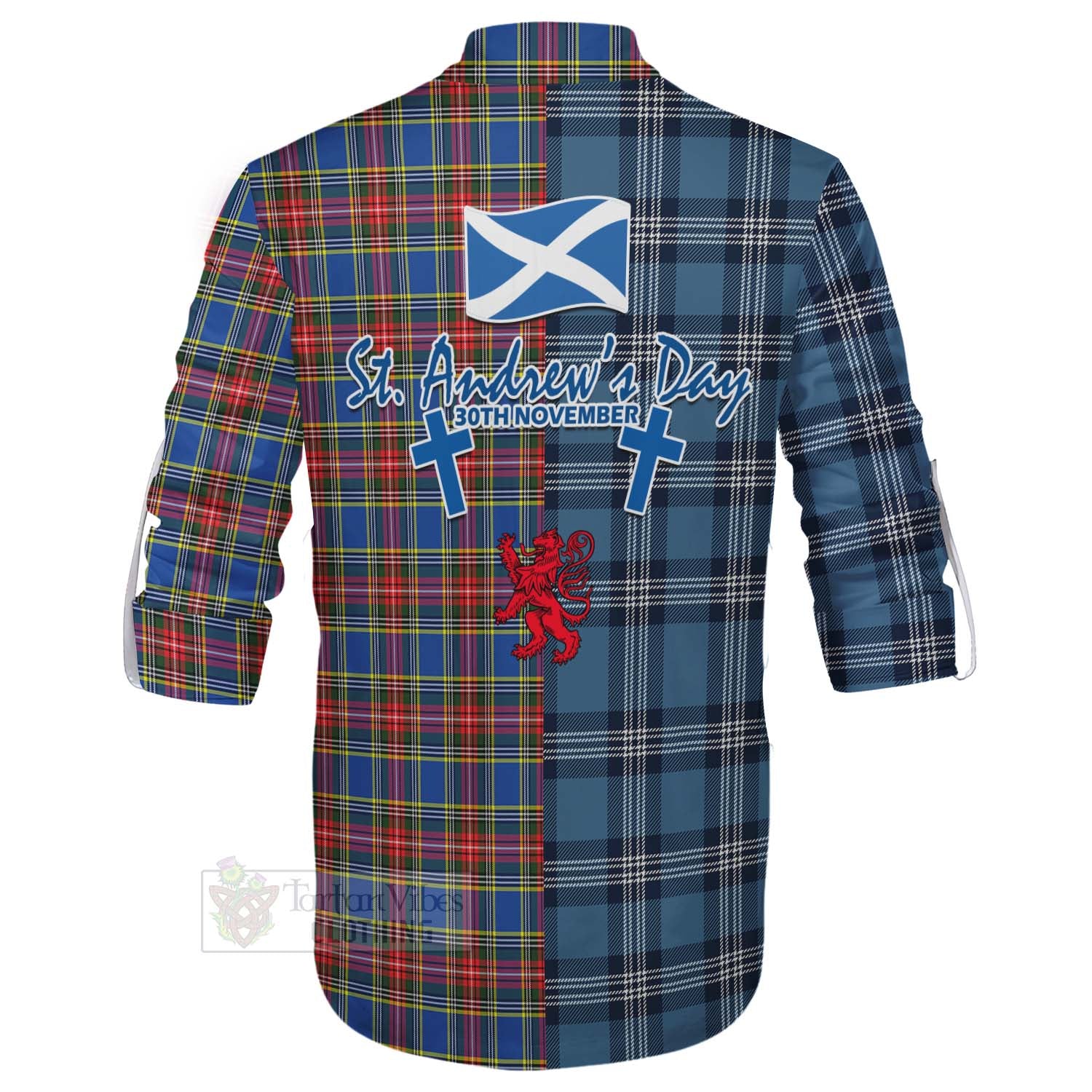 MacBeth (McBeth) Tartan Ghillie Kilt Shirt Happy St. Andrew's Day Half Tartan Style - Tartan Vibes Clothing