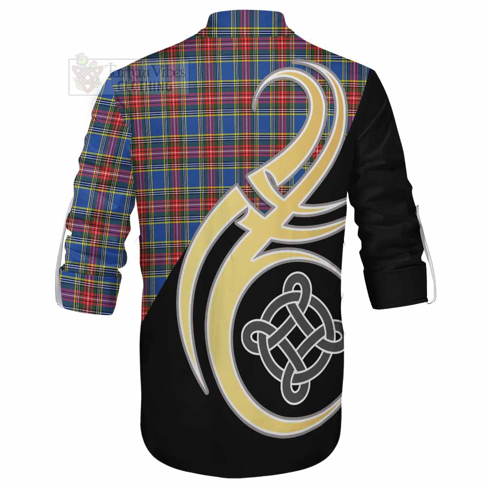 MacBeth (McBeth) Tartan Ghillie Kilt Shirt with Family Crest and Celtic Symbol Style - Tartan Vibes Clothing