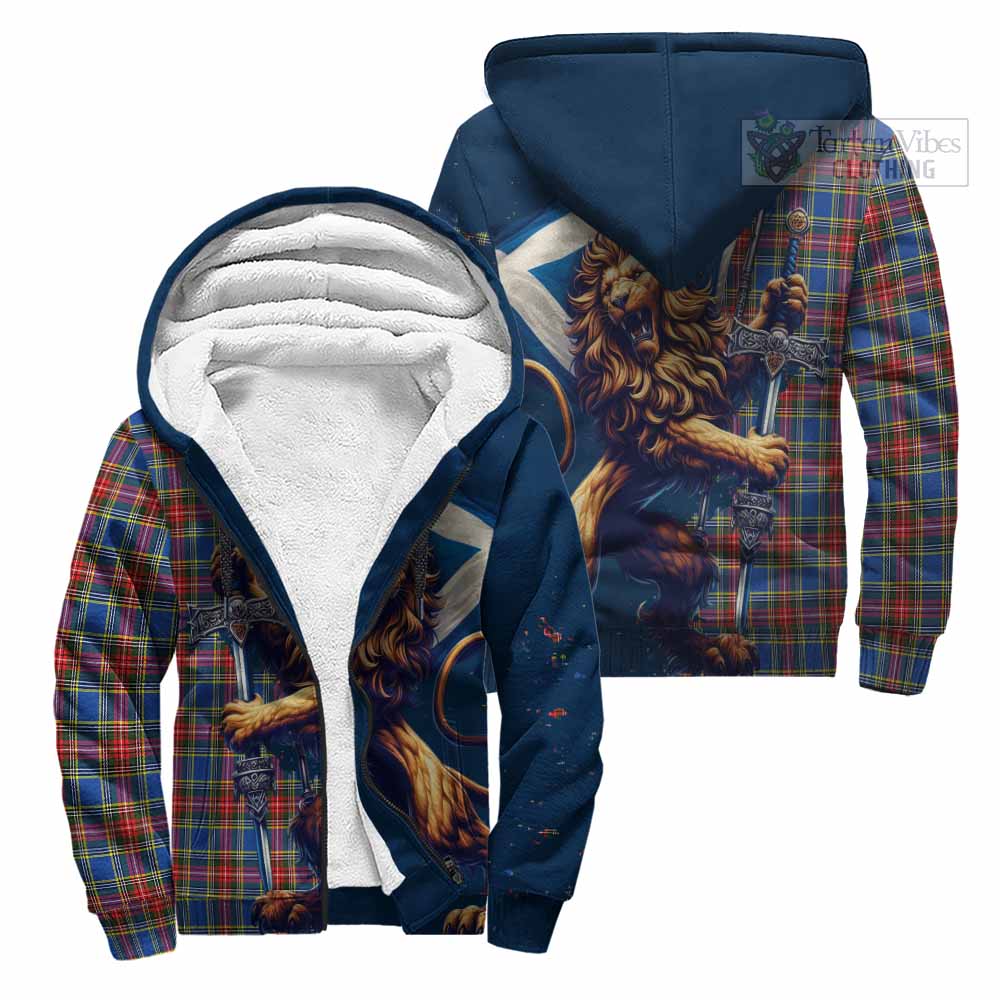 MacBeth (McBeth) Tartan Family Crest Sherpa Hoodie with Scottish Majestic Lion Unisex - Tartan Vibes Clothing
