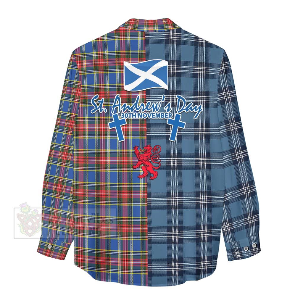 MacBeth (McBeth) Tartan Women's Casual Shirt Happy St. Andrew's Day Half Tartan Style - Tartan Vibes Clothing