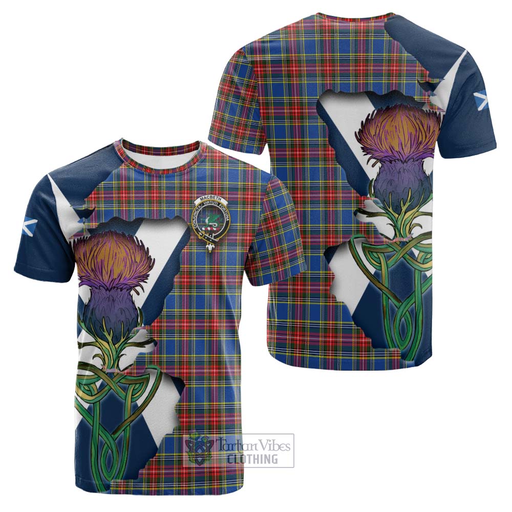 Tartan Vibes Clothing MacBeth (McBeth) Tartan Family Crest Cotton T-shirt Scottish Thistle Celtic Inspired