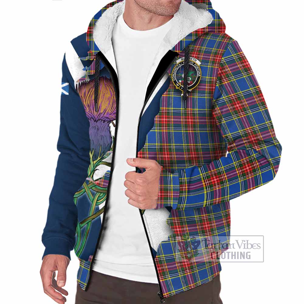 Tartan Vibes Clothing MacBeth (McBeth) Tartan Family Crest Sherpa Hoodie Scottish Thistle Celtic Inspired