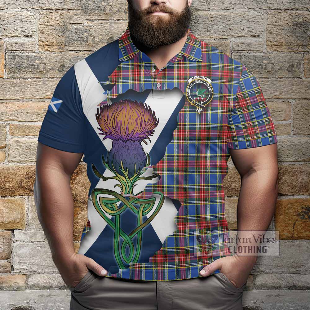 Tartan Vibes Clothing MacBeth (McBeth) Tartan Family Crest Polo Shirt Scottish Thistle Celtic Inspired