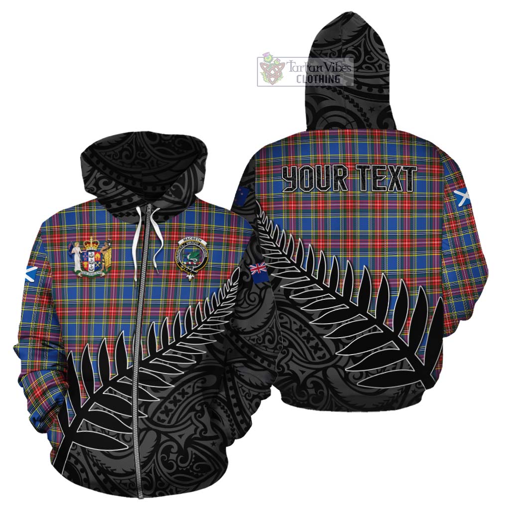 MacBeth (McBeth) Crest Tartan Cotton Hoodie with New Zealand Silver Fern Half Style - Tartan Vibes Clothing