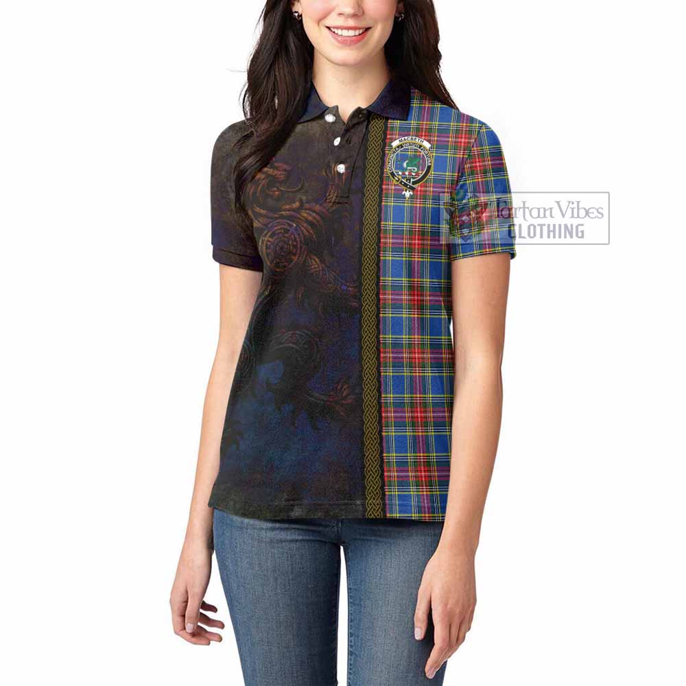 Tartan Vibes Clothing MacBeth (McBeth) Tartan Family Crest Women's Polo Shirt Alba Gu Brath Be Brave Lion Ancient Style