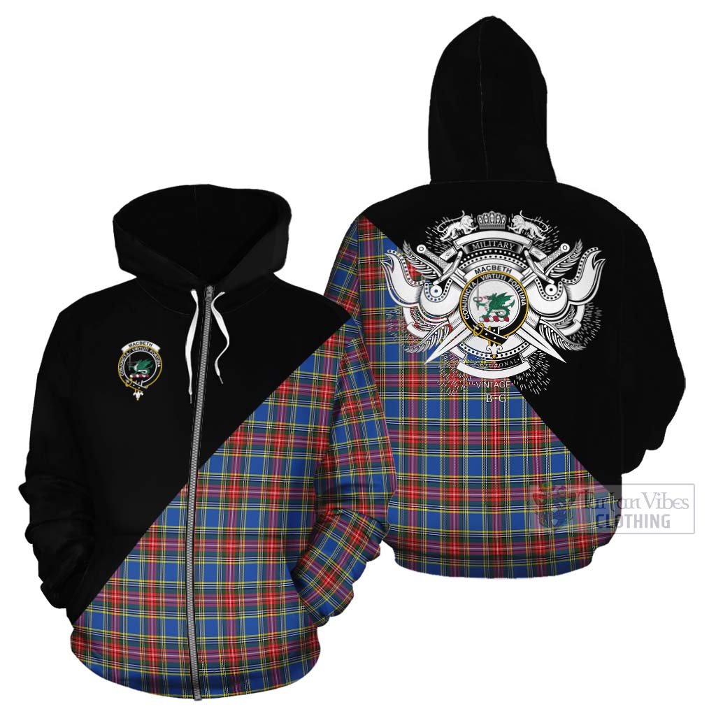 MacBeth (McBeth) Tartan Cotton Hoodie with Family Crest and Military Logo Style - Tartan Vibes Clothing