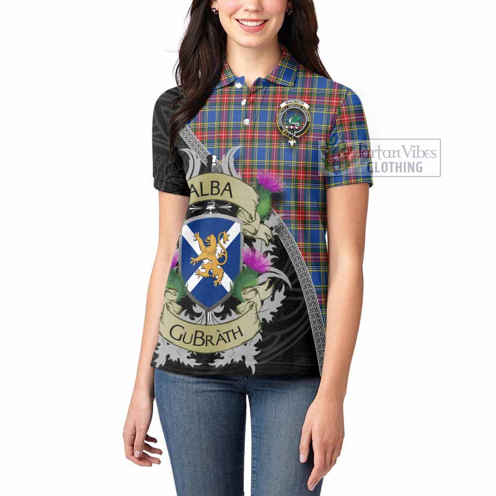 MacBeth (McBeth) Tartan Family Crest Women's Polo Shirt Lion Rampant Royal Thistle Shield Celtic Inspired - Tartan Vibes Clothing