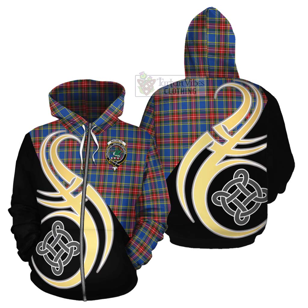 MacBeth (McBeth) Tartan Cotton Hoodie with Family Crest and Celtic Symbol Style - Tartan Vibes Clothing