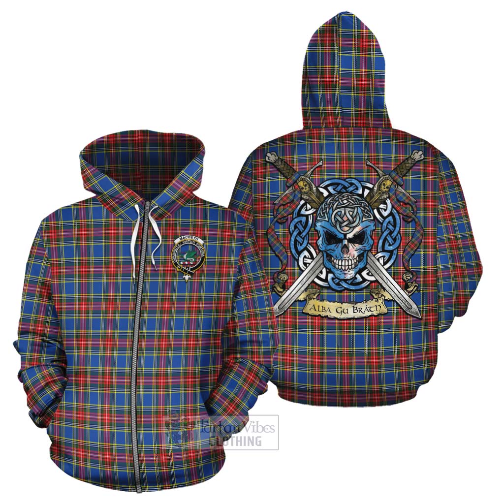 MacBeth (McBeth) Tartan Cotton Hoodie with Family Crest Celtic Skull Style - Tartan Vibes Clothing