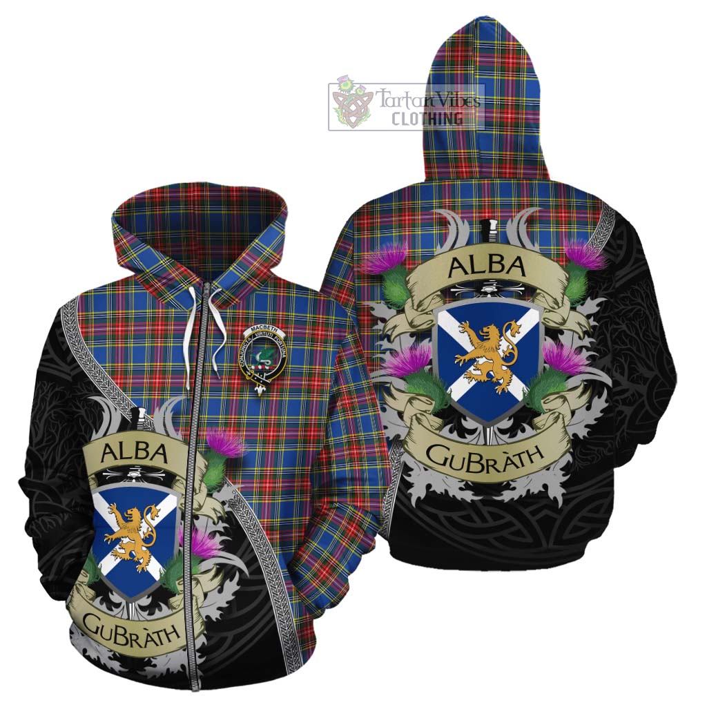 MacBeth (McBeth) Tartan Family Crest Cotton Hoodie Lion Rampant Royal Thistle Shield Celtic Inspired Zip Hoodie - Tartan Vibes Clothing