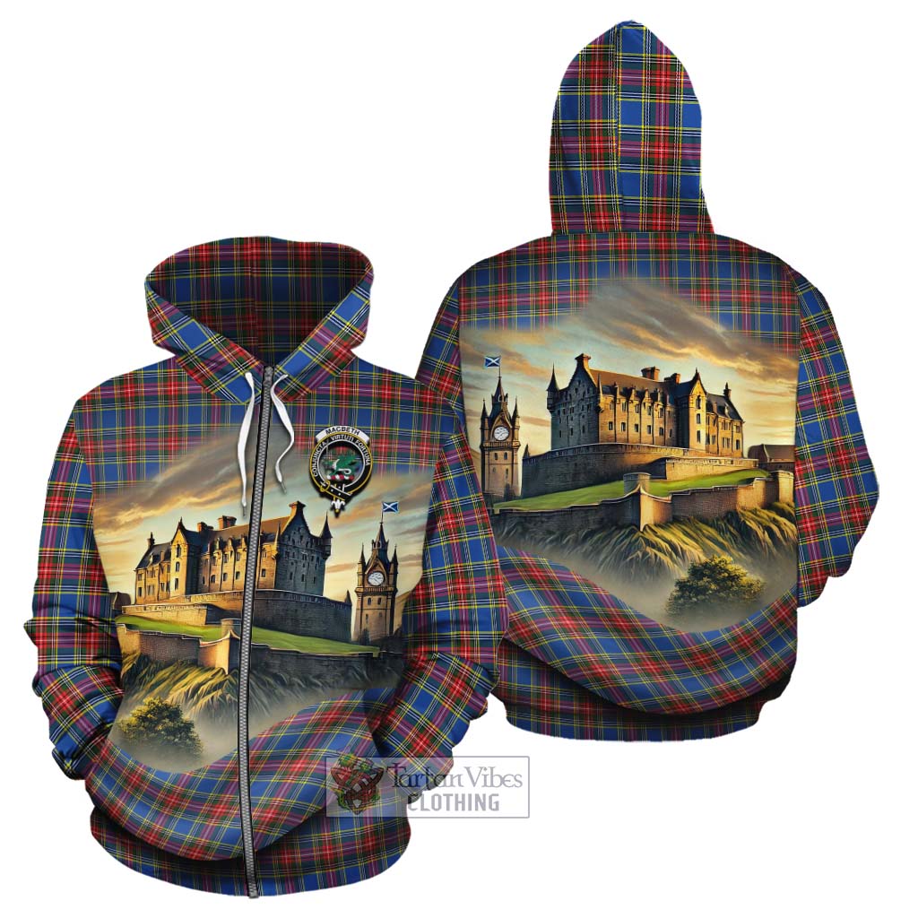 MacBeth (McBeth) Tartan Family Crest Cotton Hoodie with Scottish Ancient Castle Style Zip Hoodie - Tartan Vibes Clothing