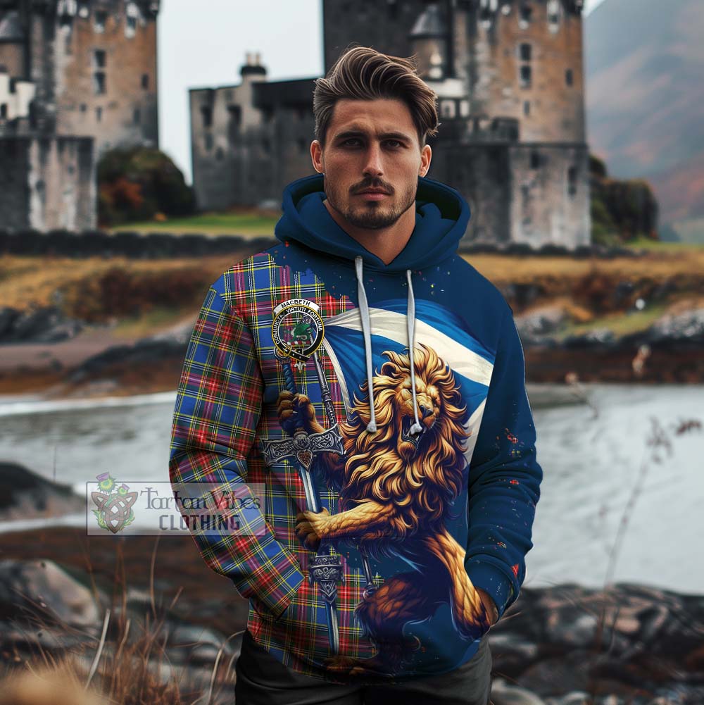 MacBeth (McBeth) Tartan Family Crest Cotton Hoodie with Scottish Majestic Lion - Tartan Vibes Clothing