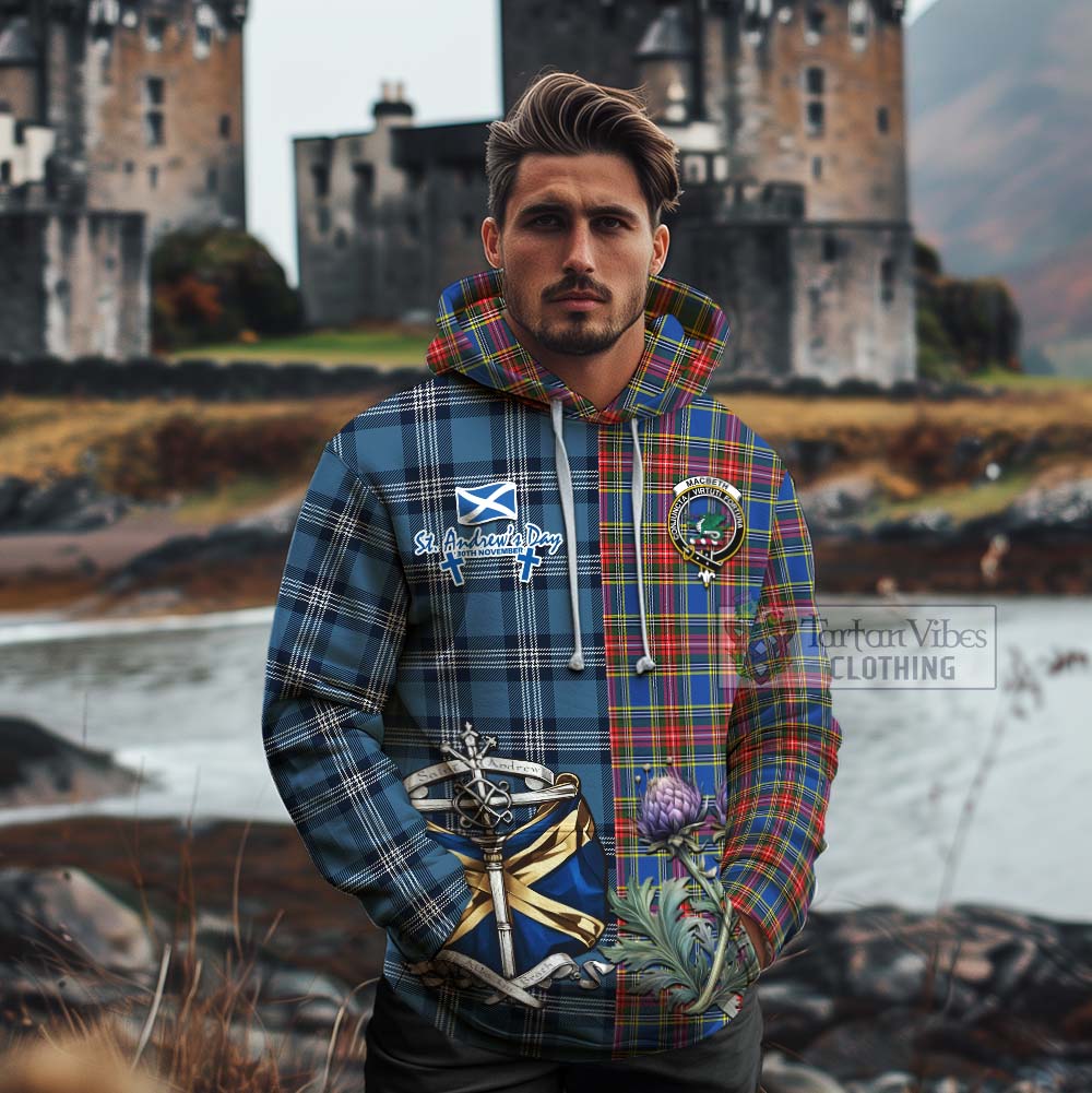 MacBeth (McBeth) Tartan Cotton Hoodie Happy St. Andrew's Day Half Tartan Style - Tartan Vibes Clothing