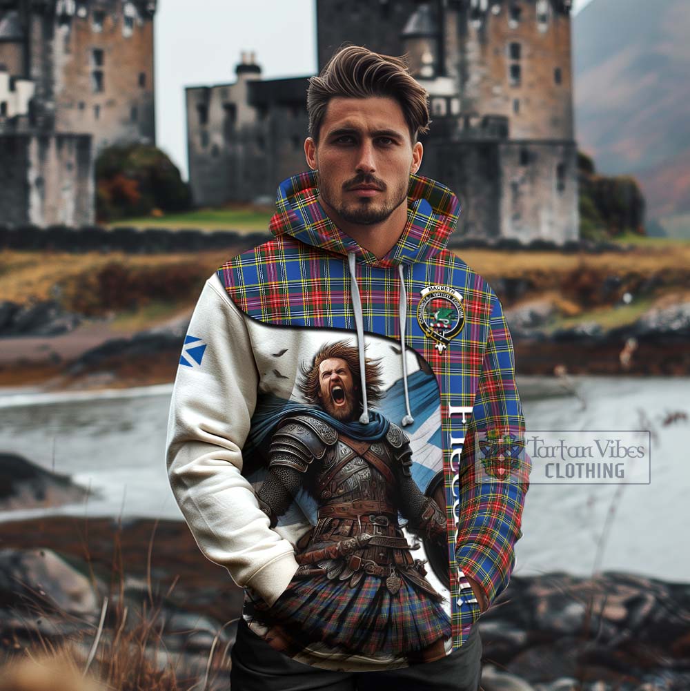 Tartan Vibes Clothing MacBeth (McBeth) Crest Tartan Cotton Hoodie Inspired by the Freedom of Scottish Warrior