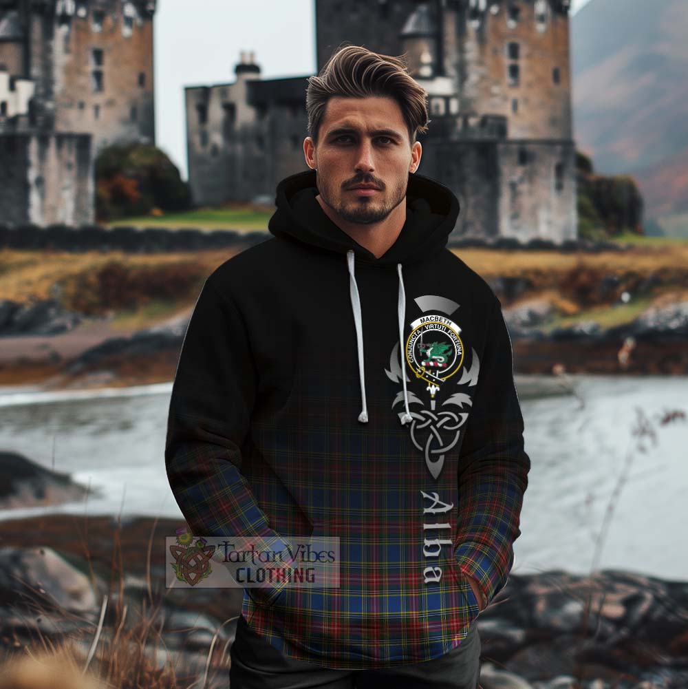Tartan Vibes Clothing MacBeth (McBeth) Tartan Cotton Hoodie Featuring Alba Gu Brath Family Crest Celtic Inspired