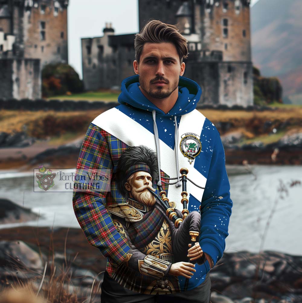 MacBeth (McBeth) Tartan Cotton Hoodie with Family Crest Scottish Bagpiper Vibes - Tartan Vibes Clothing