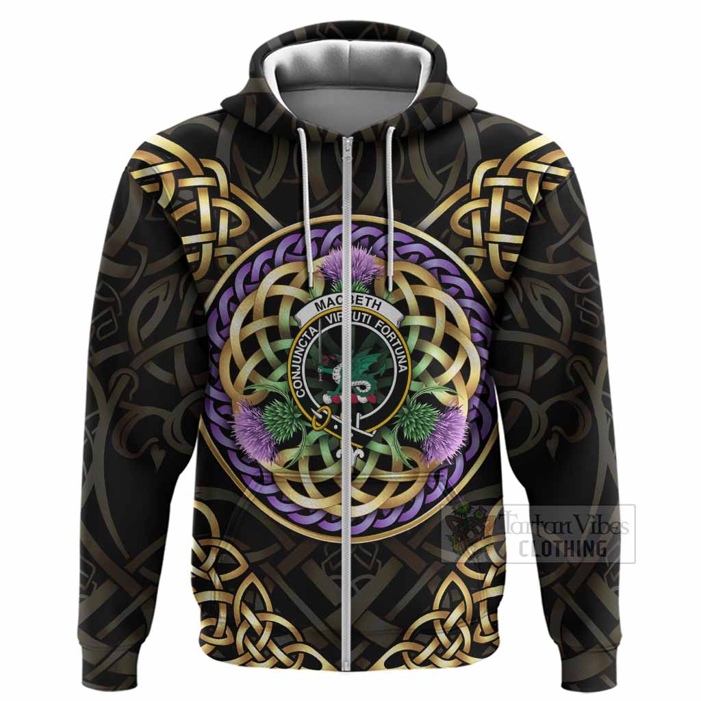MacBeth (McBeth) Clan Crest Hoodie Celtic Scottish Thistle Zip Hoodie - Tartan Vibes Clothing