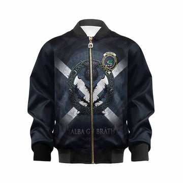 MacBeth (McBeth) Clan Crest Kid Bomber Jacket with Celtic Knot Thistle and Saltire