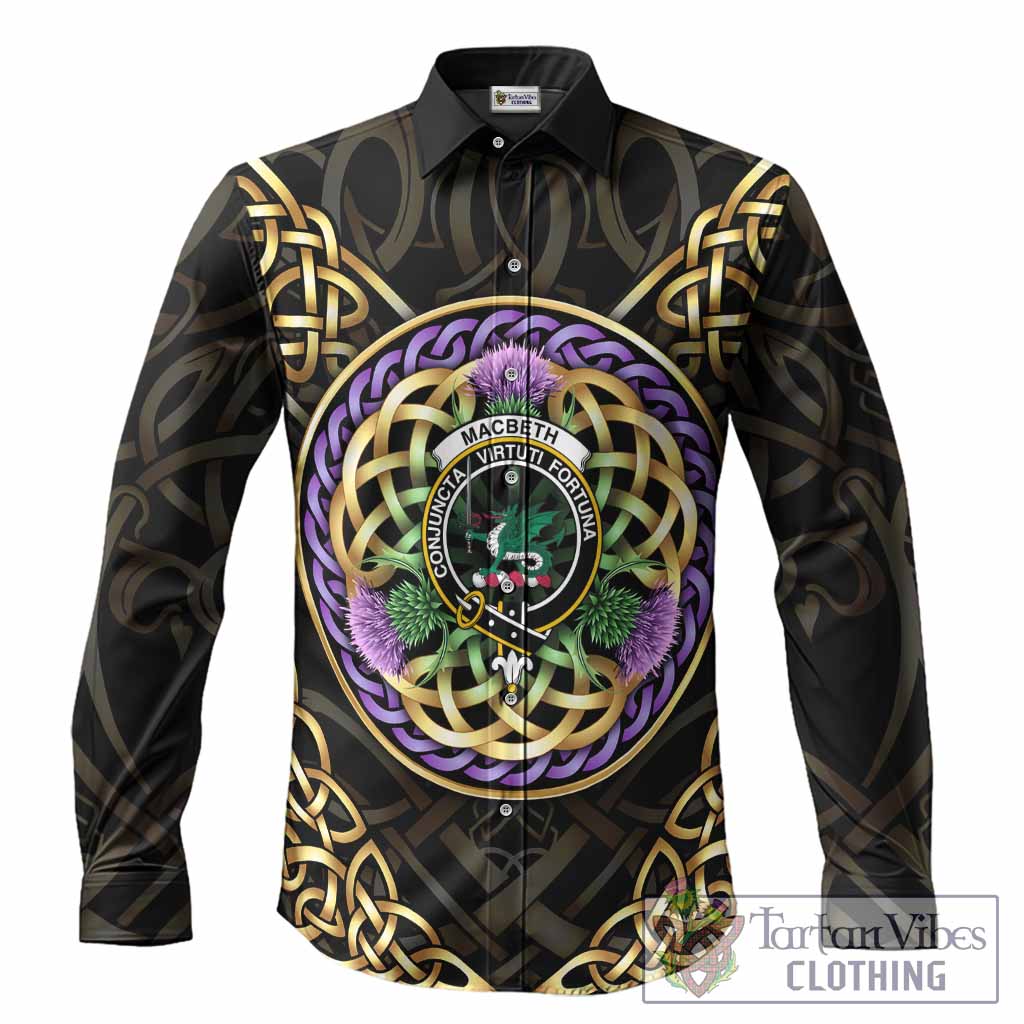 MacBeth (McBeth) Clan Crest Long Sleeve Button Shirts Celtic Scottish Thistle