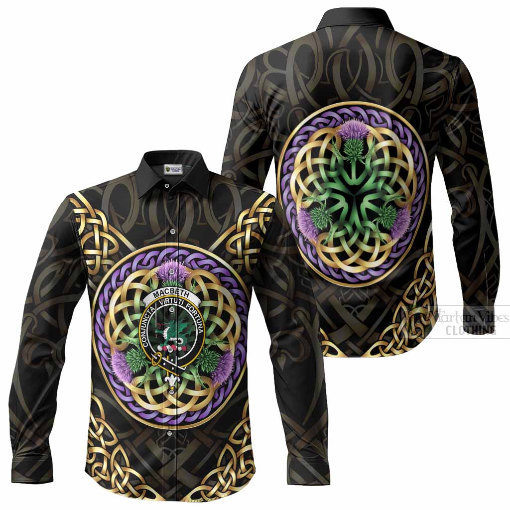 MacBeth (McBeth) Clan Crest Long Sleeve Button Shirts Celtic Scottish Thistle