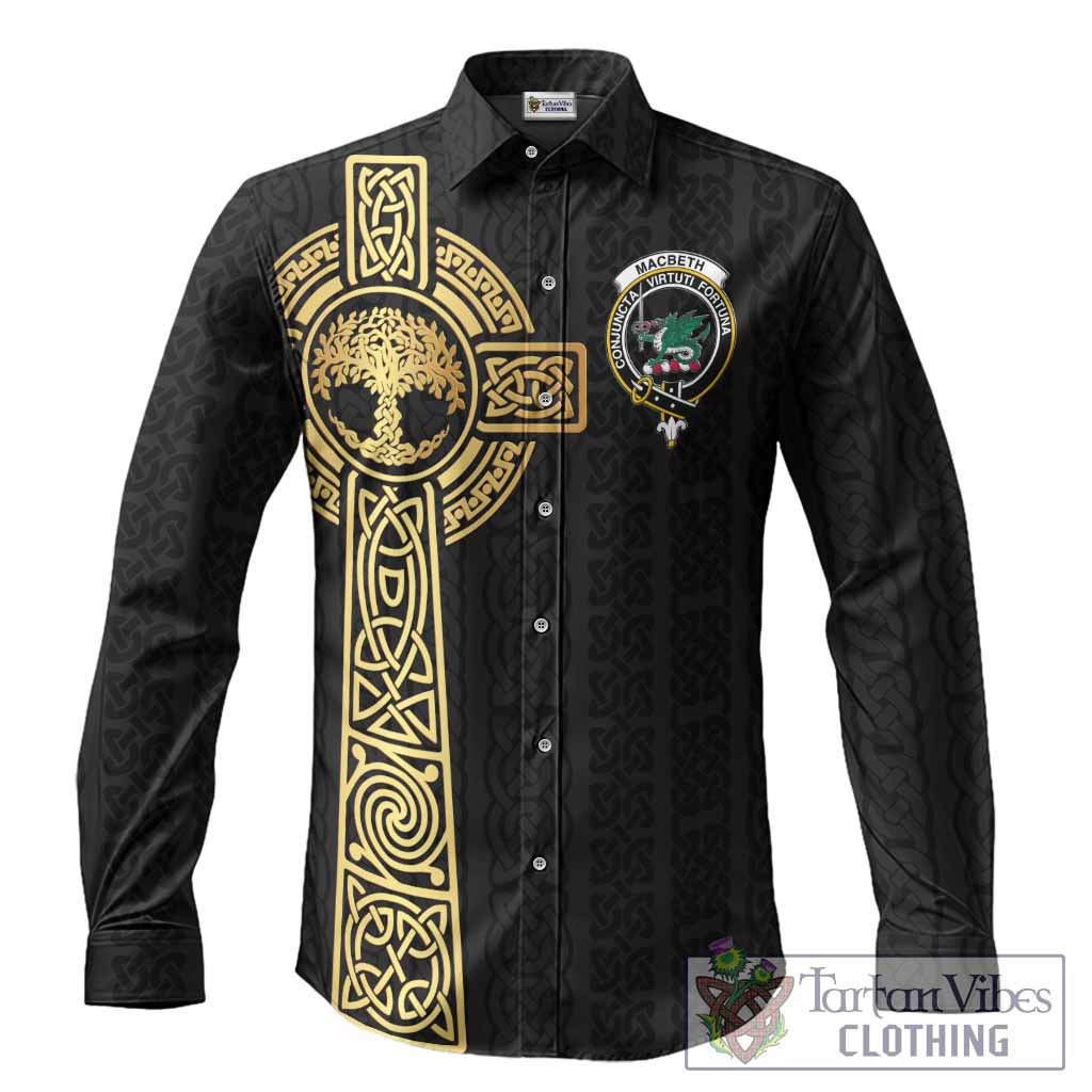 MacBeth (McBeth) Clan Crest Long Sleeve Button Shirts with Celtic Tree of Life Inspired