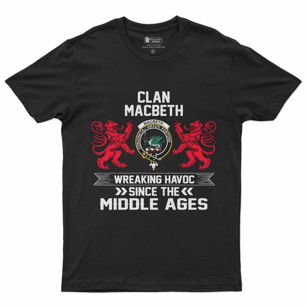 MacBeth (McBeth) Clan Crest Men's T-Shirt Wreaking Havoc Black - Tartan Vibes Clothing
