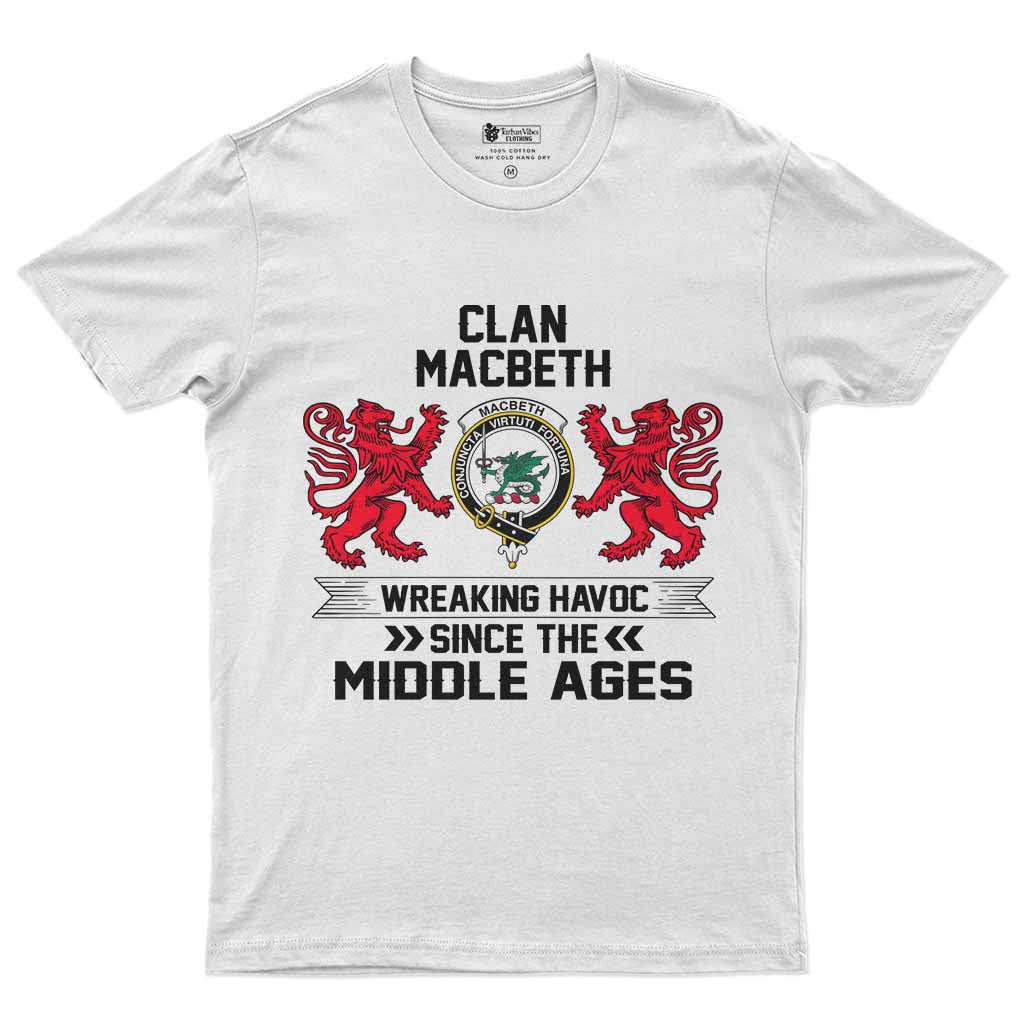 MacBeth (McBeth) Clan Crest Men's T-Shirt Wreaking Havoc White - Tartan Vibes Clothing
