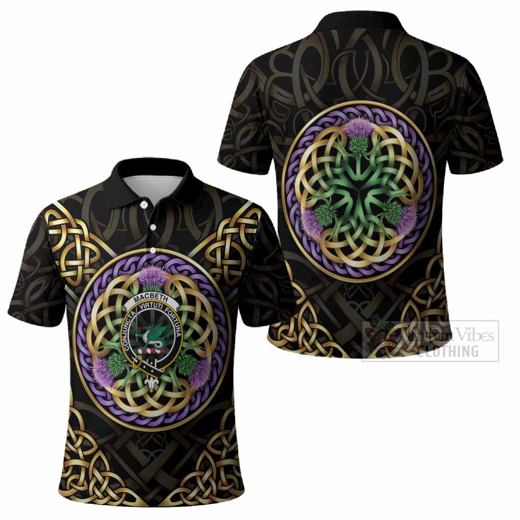 MacBeth (McBeth) Clan Crest Polo Shirt Celtic Scottish Thistle