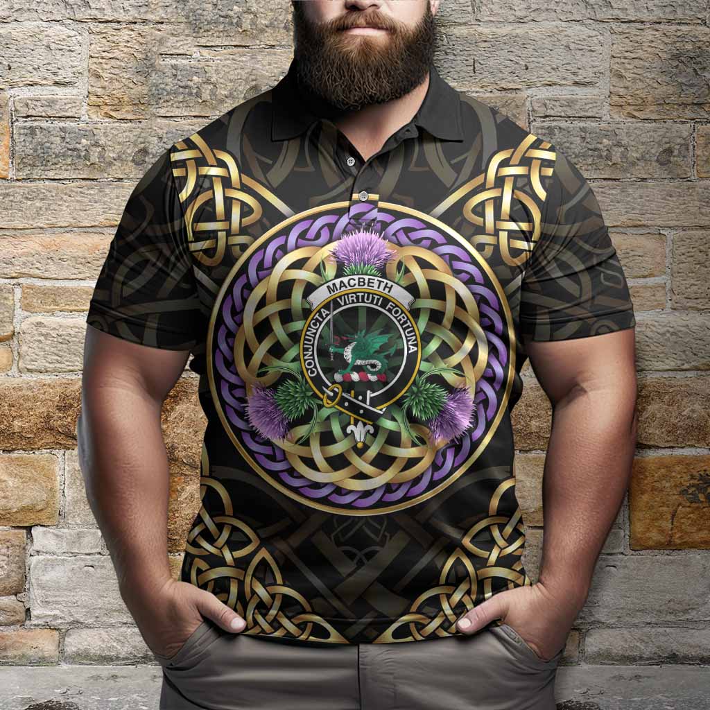 MacBeth (McBeth) Clan Crest Polo Shirt Celtic Scottish Thistle